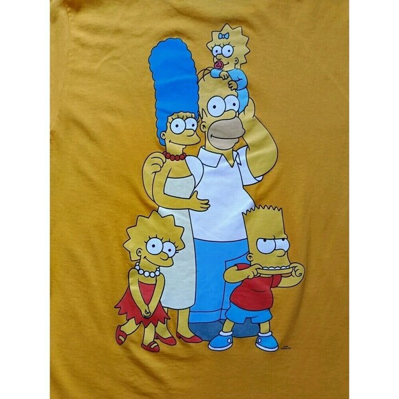 The Simpsons T-Shirt Men's Size Large Double Graphic Yellow Short Sleeve - Picture 6 of 9